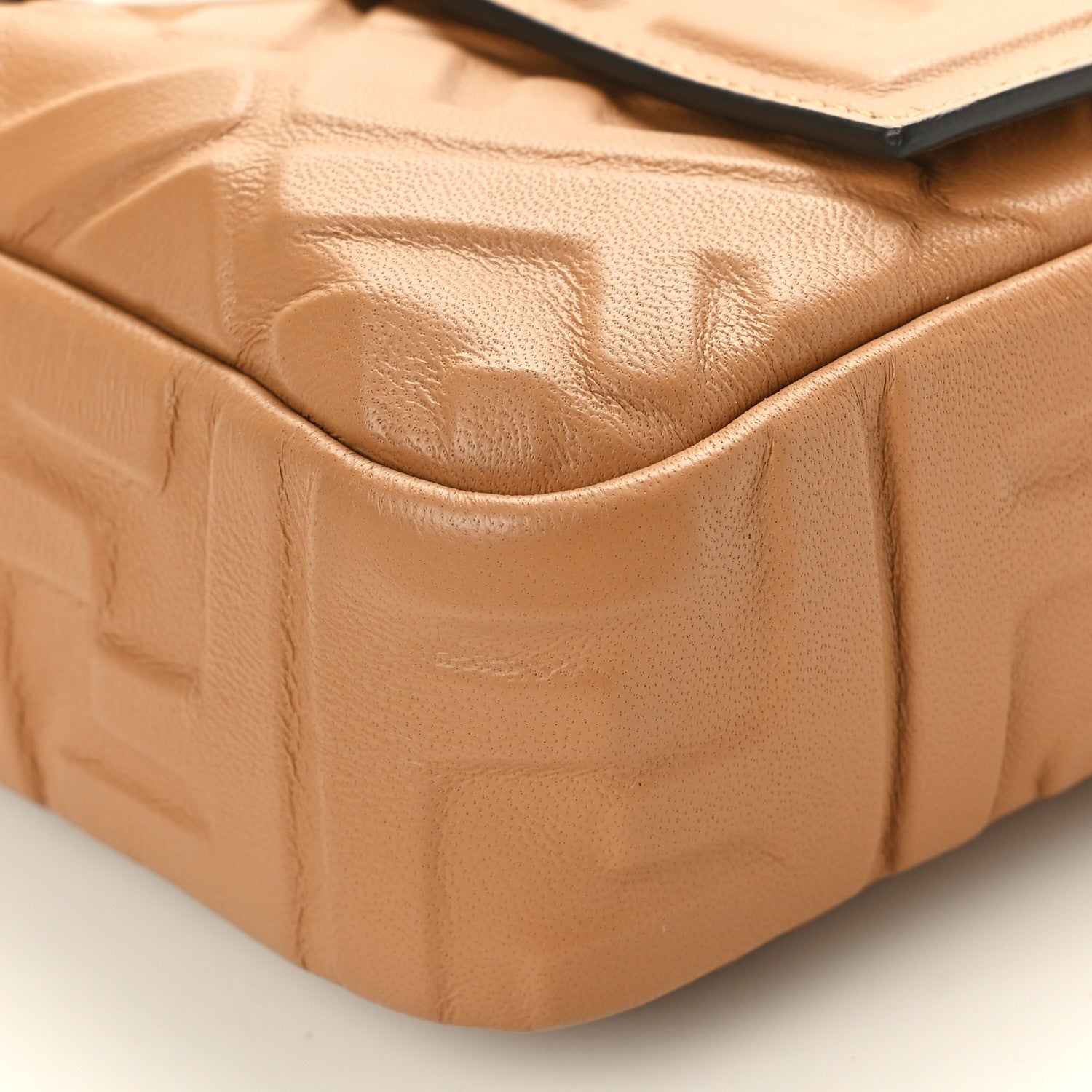 Fendi Nappa FF 1974 Embossed Baguette Miele Scuro 9 of 9