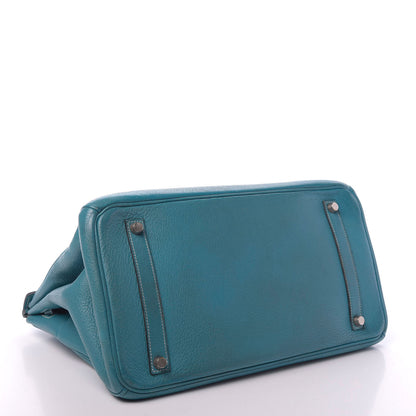 Hermes Taurillon Clemence Birkin 35 Bleu Jean 4 of 27