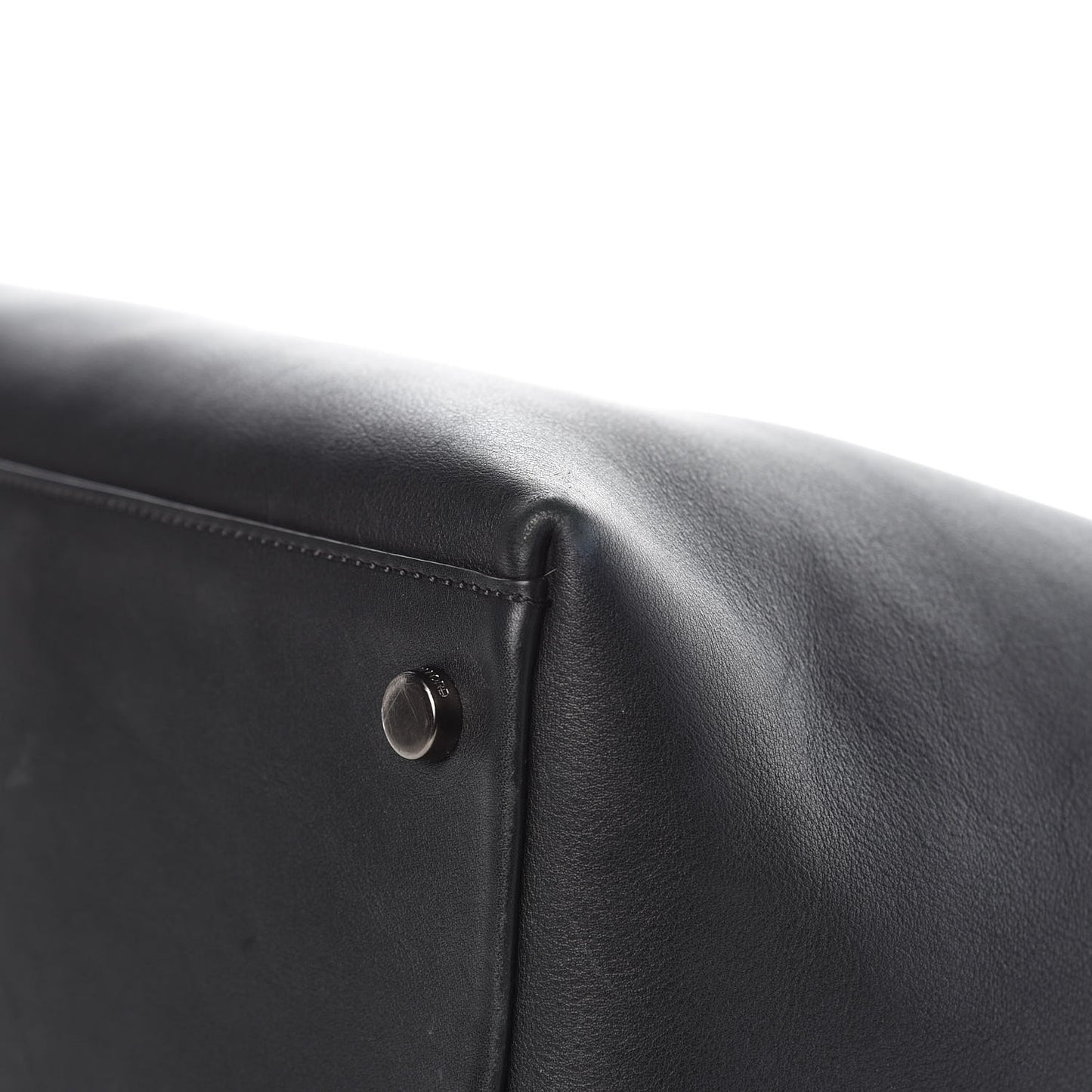 Calfskin Fisherman Hook Drawstring Hobo Bag Black