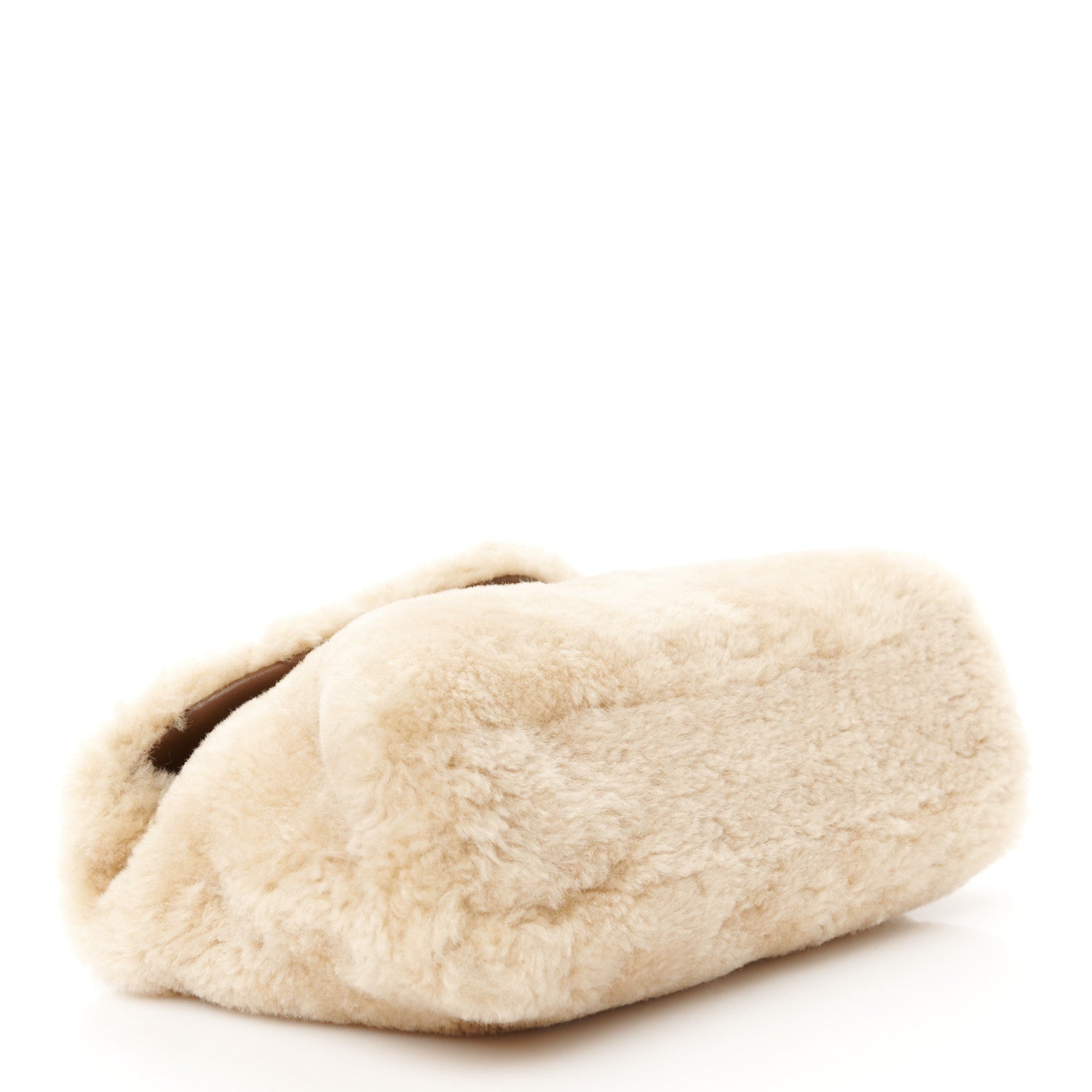 Saint Laurent Shearling Quilted Monogram Loulou Puffer Pouch Clutch Natural Beige Brick 4 of 13