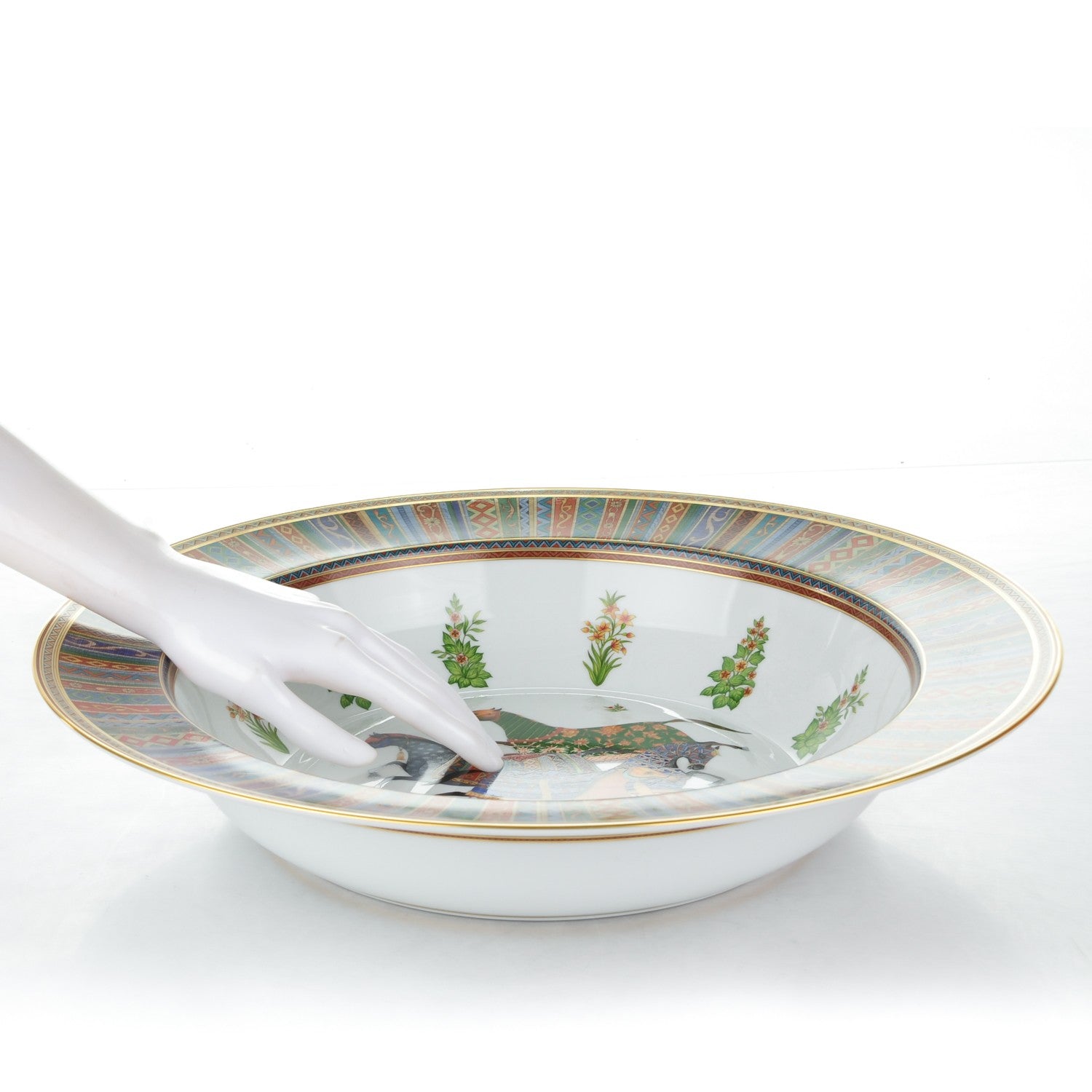 Hermes Porcelain Large Cheval D'Orient Deep Platter 2 of 10
