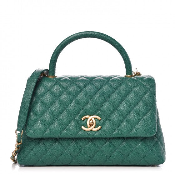 Chanel Caviar Quilted Small Coco Handle Flap Green 1 of 26
