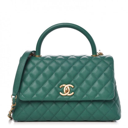 Chanel Caviar Quilted Small Coco Handle Flap Green 1 of 26