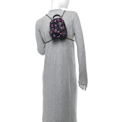 Chanel Printed Fabric Quilted CC Mini Classic Backpack Black Multicolor 2 of 10