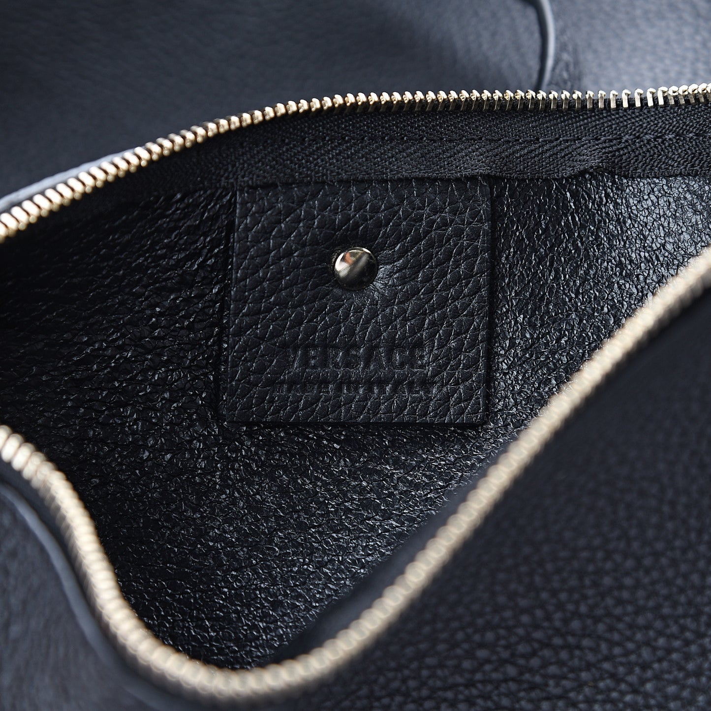 Grained Calfskin Palazzo Medusa Tote Black