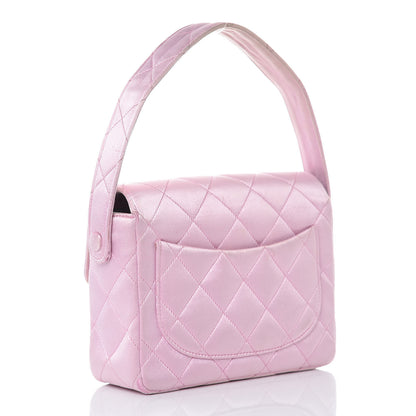 Chanel Satin Quilted Evening Bag Pink 3 of 18