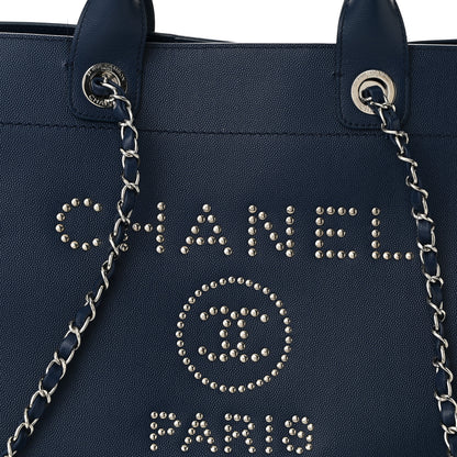 Chanel Caviar Medium Studded Deauville Tote Navy 8 of 10