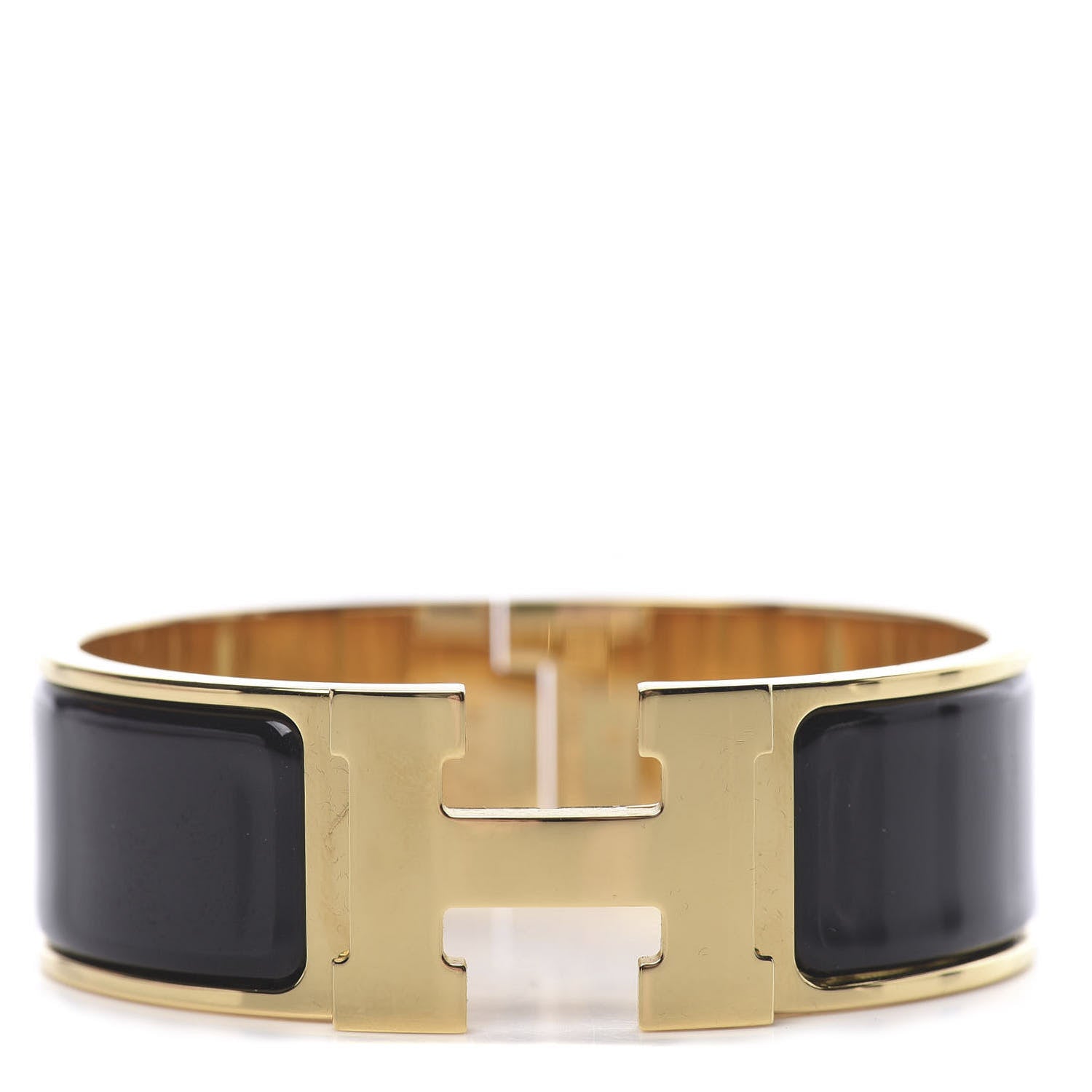 Hermes Enamel Wide Clic Clac H Bracelet PM Black 1 of 6
