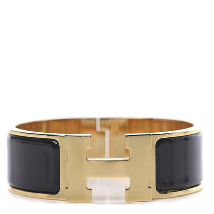 Hermes Enamel Wide Clic Clac H Bracelet PM Black 1 of 6