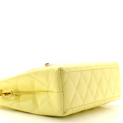 Chanel Shiny Aged Calfskin Quilted Nano Kelly Shopper Light Yellow 9 of 11