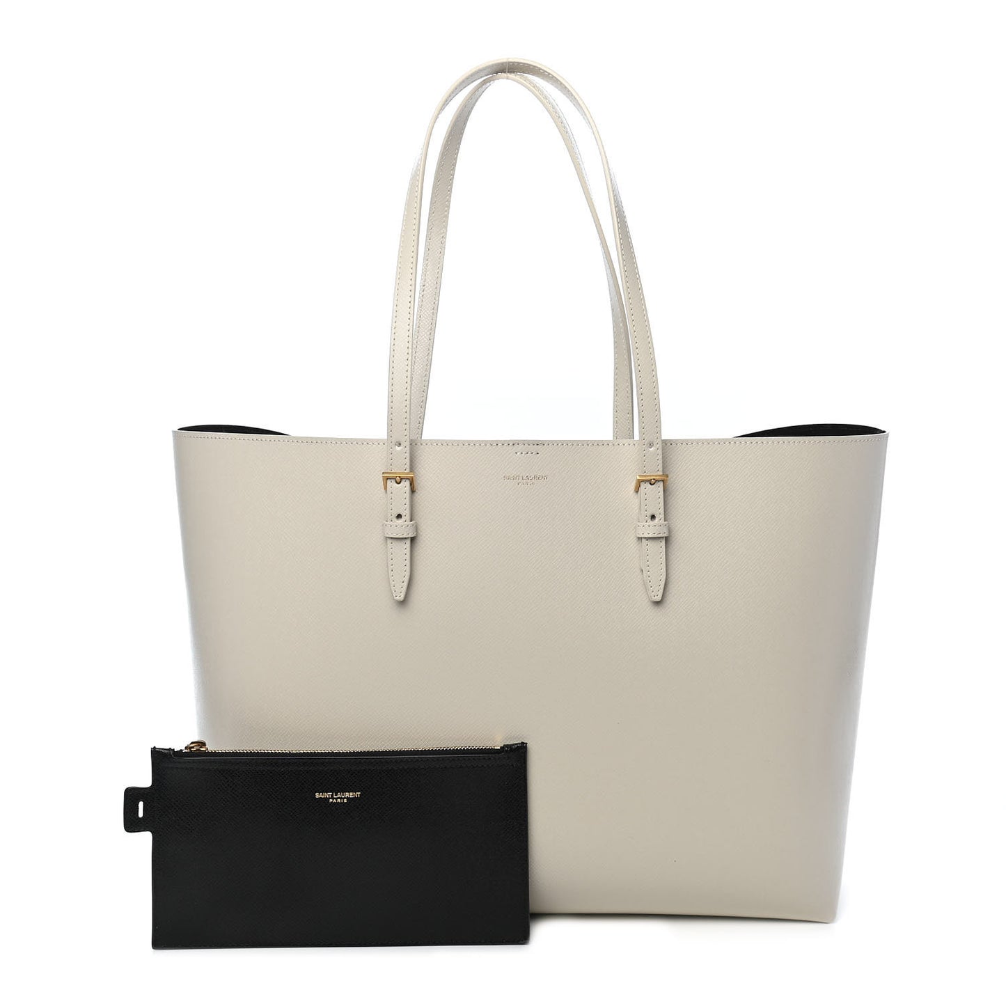 Grained Calfskin Large Shopping Tote Vintage Black