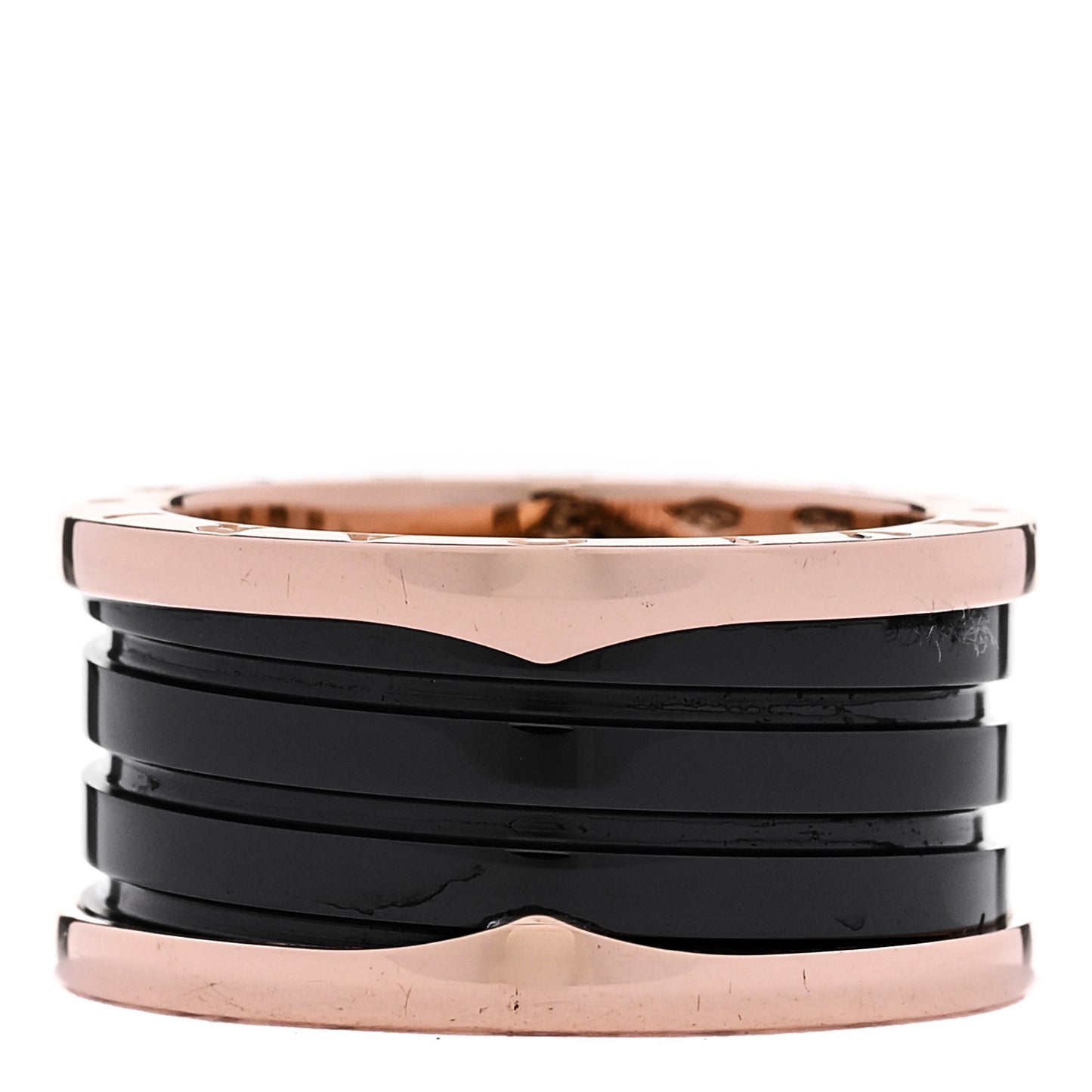 18K Rose Gold Black Ceramic B.Zero1 Four-Band Ring 61 9.5