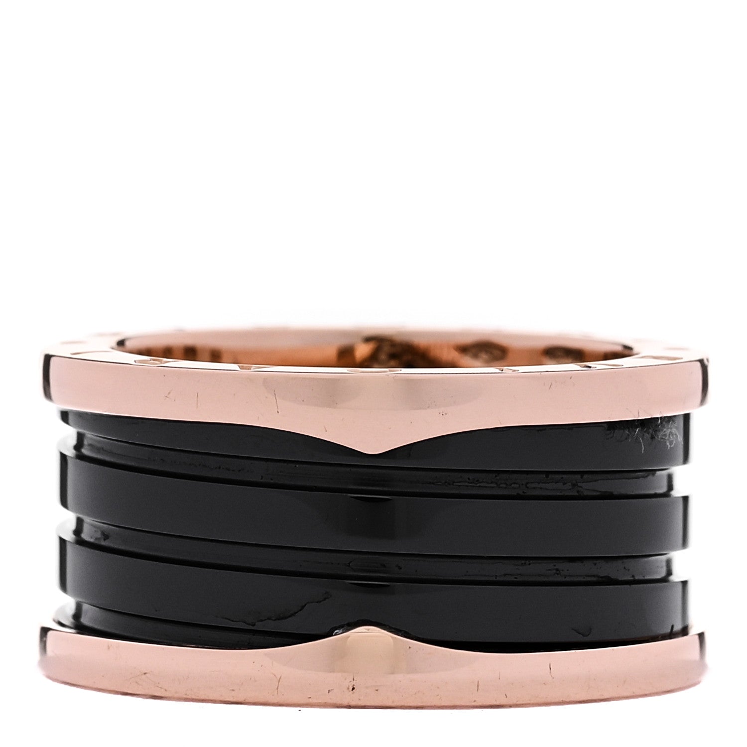 Bulgari 18K Rose Gold Black Ceramic B.Zero1 Four-Band Ring 61 9.5 1 of 6