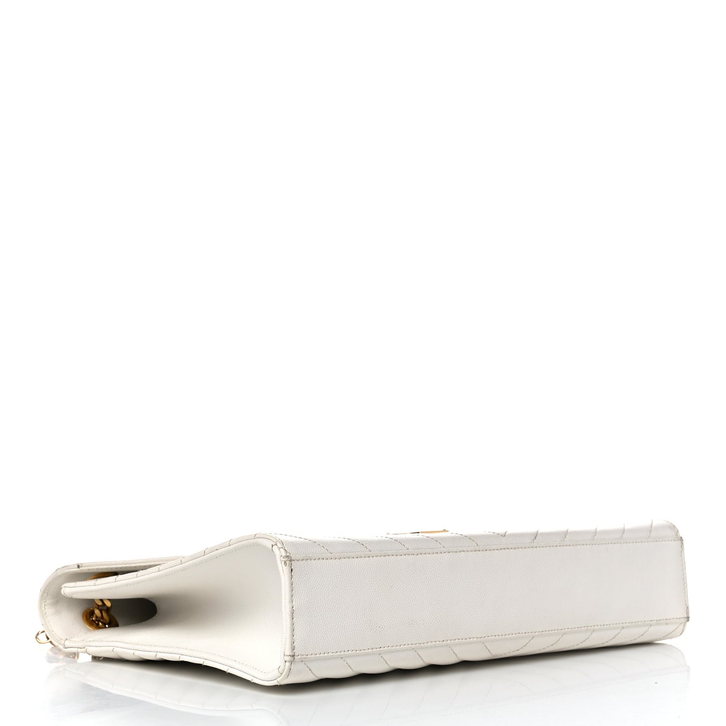 Grain De Poudre Matelasse Chevron Large Monogram Satchel White