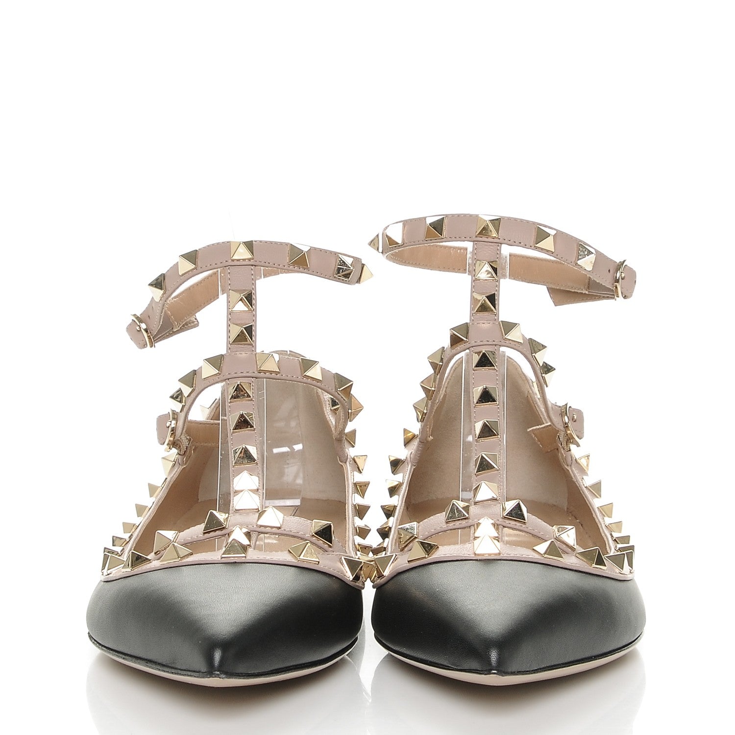 Valentino Garavani Nappa Rockstud Cage Ballerina Flats 40 Black Poudre 2 of 8
