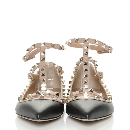 Valentino Garavani Nappa Rockstud Cage Ballerina Flats 40 Black Poudre 2 of 8