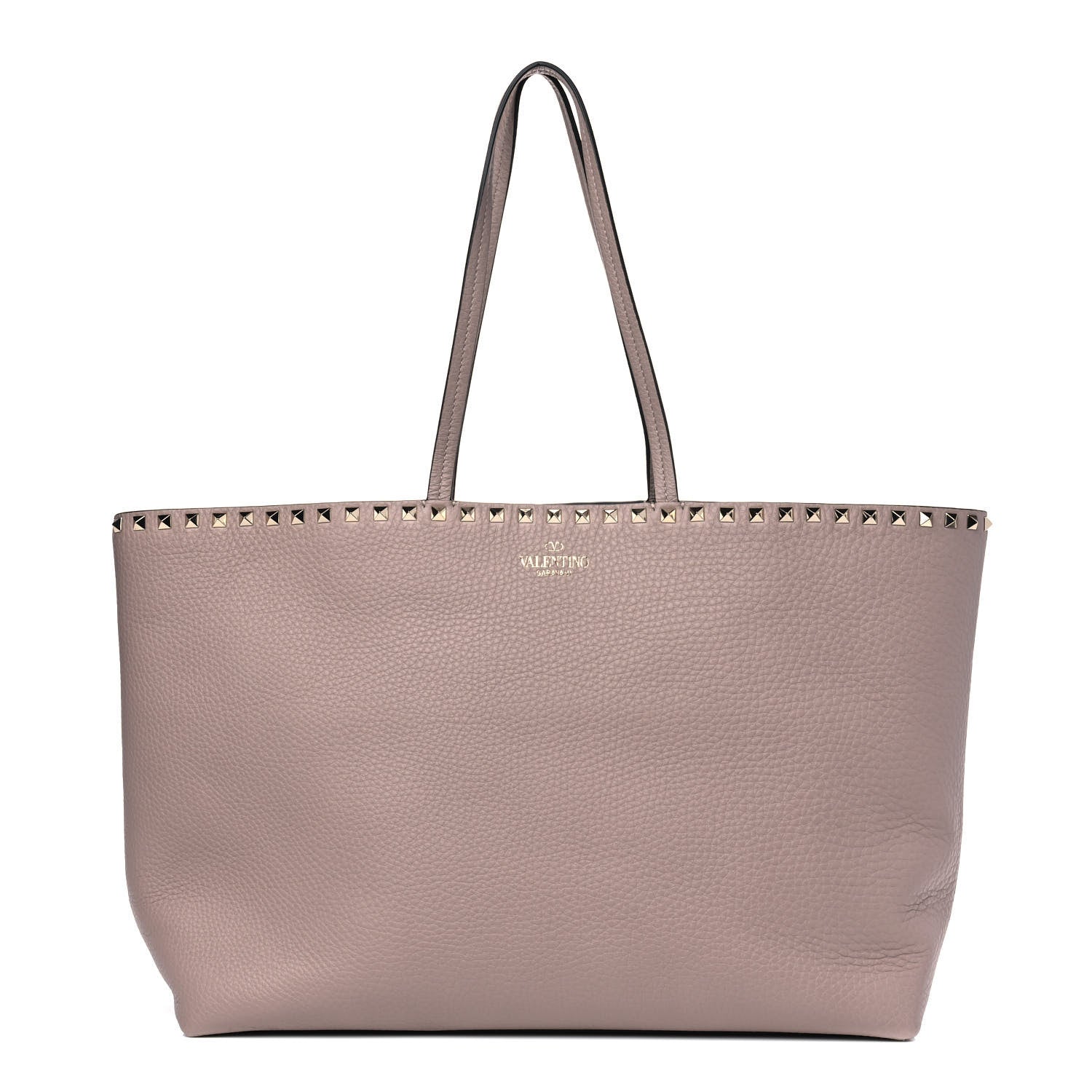 Valentino Garavani Grained Calfskin Rockstud Shoulder Tote Poudre 1 of 4
