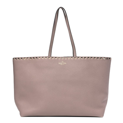 Valentino Garavani Grained Calfskin Rockstud Shoulder Tote Poudre 1 of 4