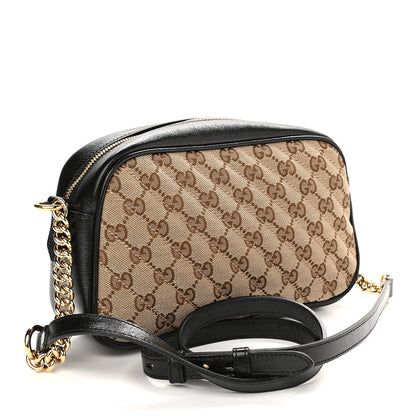 Gucci Monogram Matelasse Diagonal Small GG Marmont Chain Shoulder Bag Beige Black 3 of 10