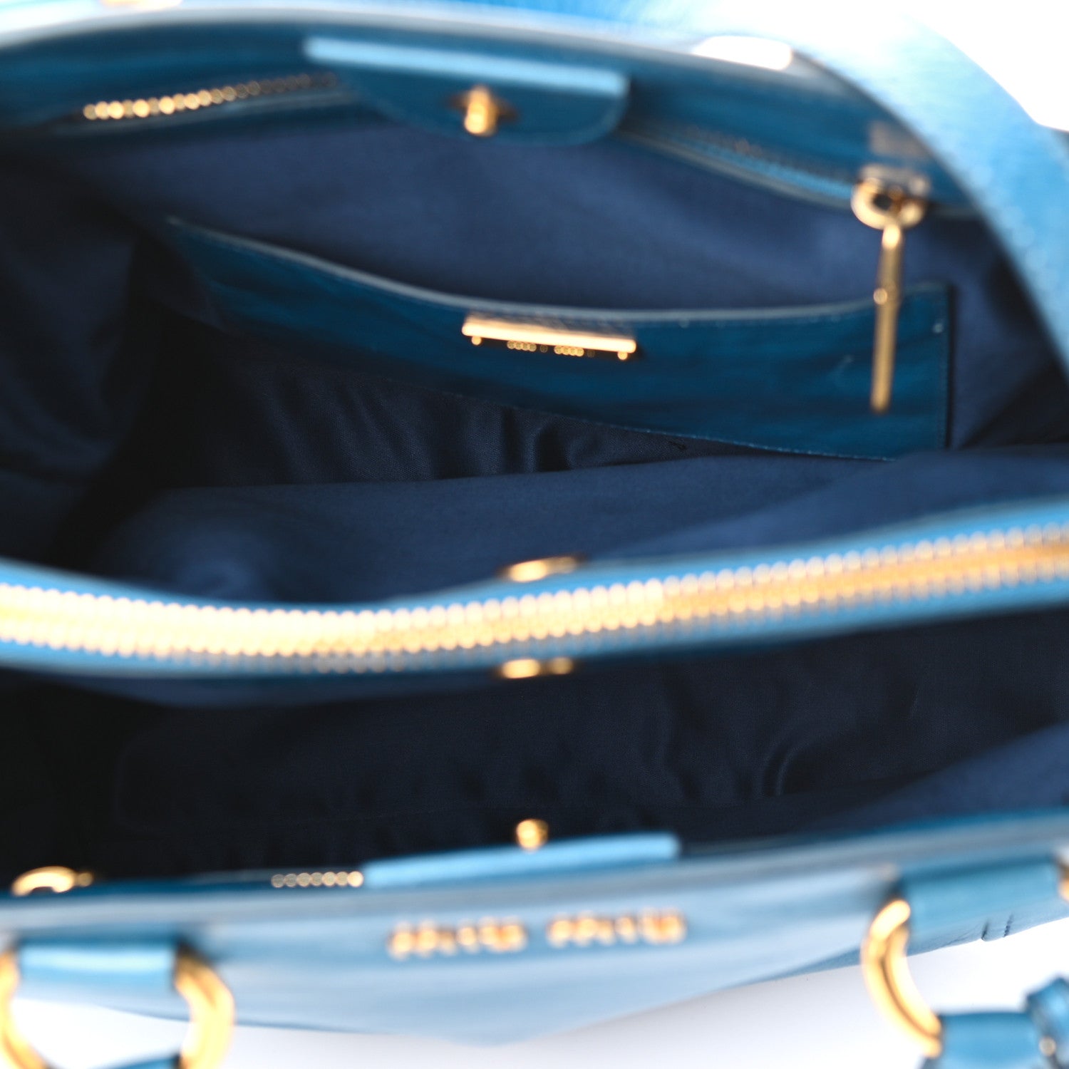 Miu Miu Vitello Shine Top Handle Satchel Oceano 5 of 12