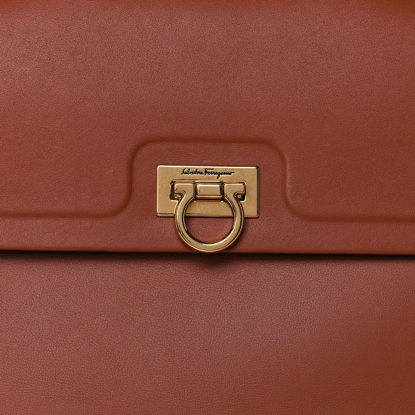 Calfskin Trifolio Top Handle Bag Siena Tan