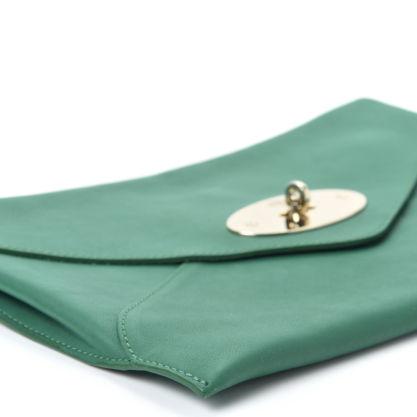 Classic Grain Calfskin Willow Clutch Emerald