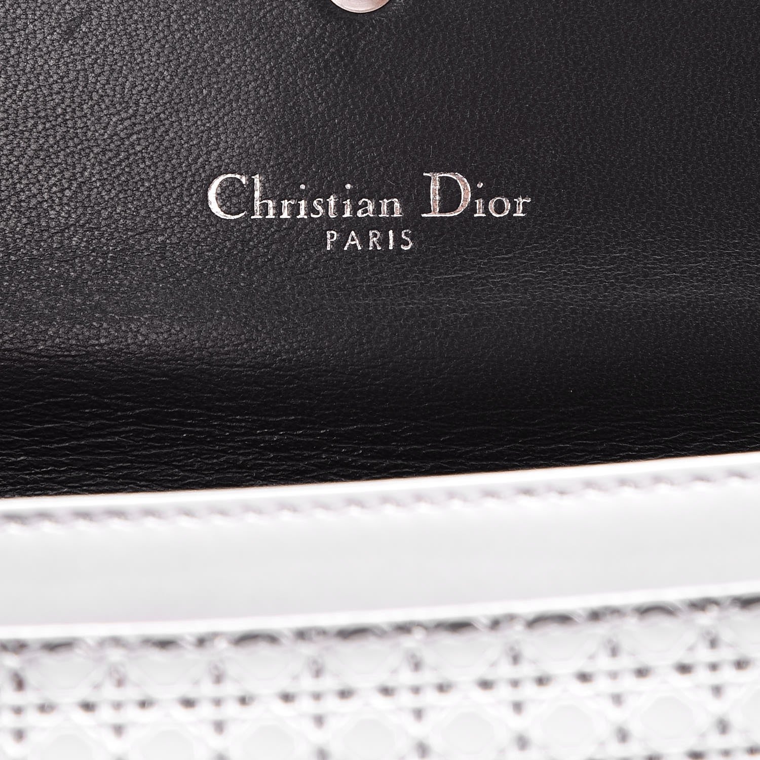 Christian Dior Metallic Patent Micro-Cannage Lady Dior Croisiere Chain Wallet Silver 6 of 7