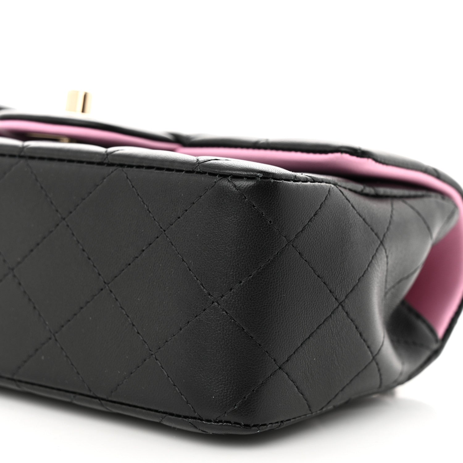 Chanel Lambskin Quilted Bi-Color Mini Top Handle Rectangular Flap Black Lilac 10 of 12