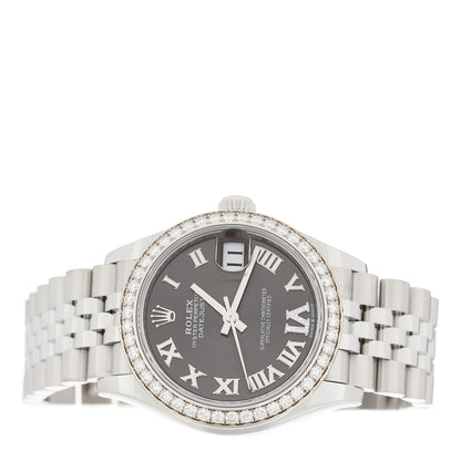 Rolex Stainless Steel 18K White Gold Diamond 31mm Oyster Perpetual Datejust Watch Dark Grey Roman 278384RBR 2 of 4