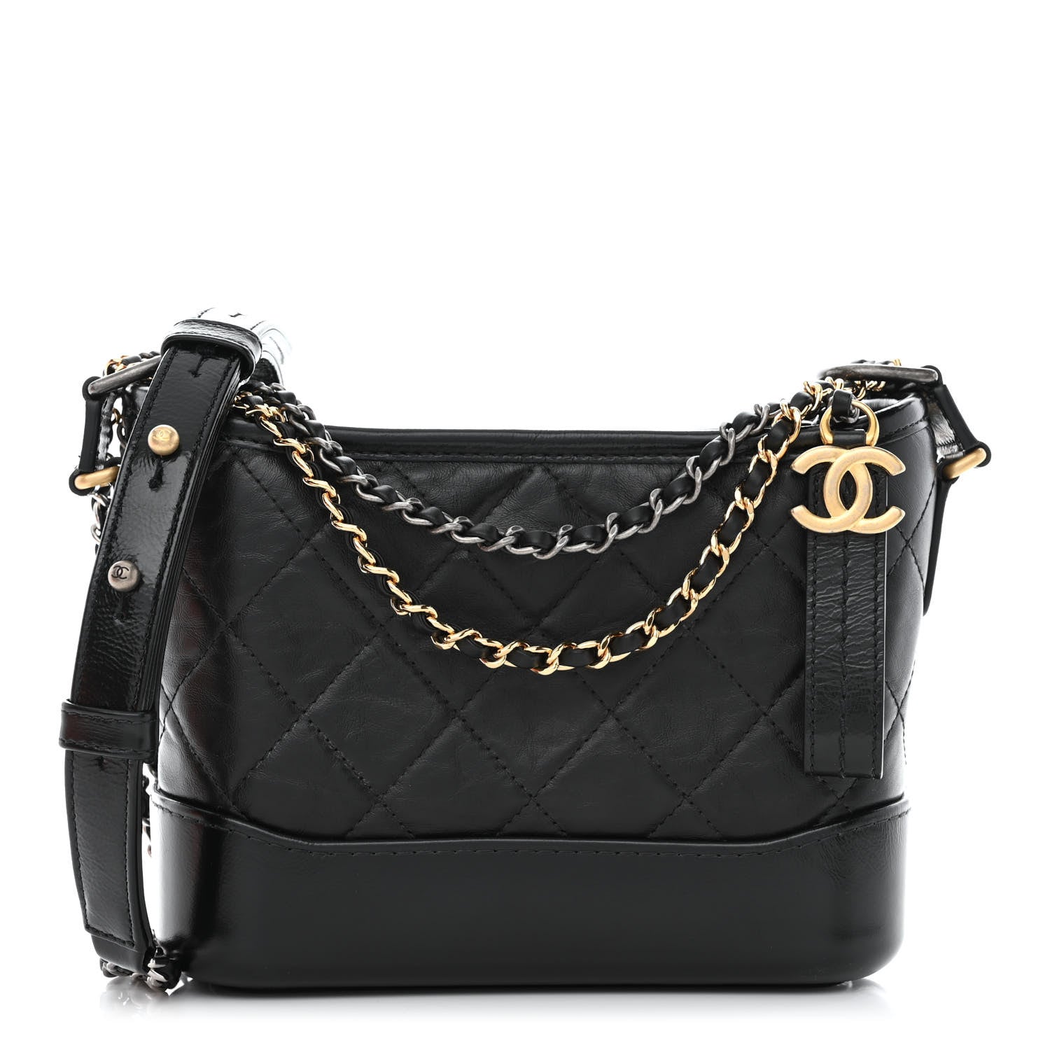 Chanel Aged Calfskin Quilted Small Gabrielle Hobo Black 1 of 11