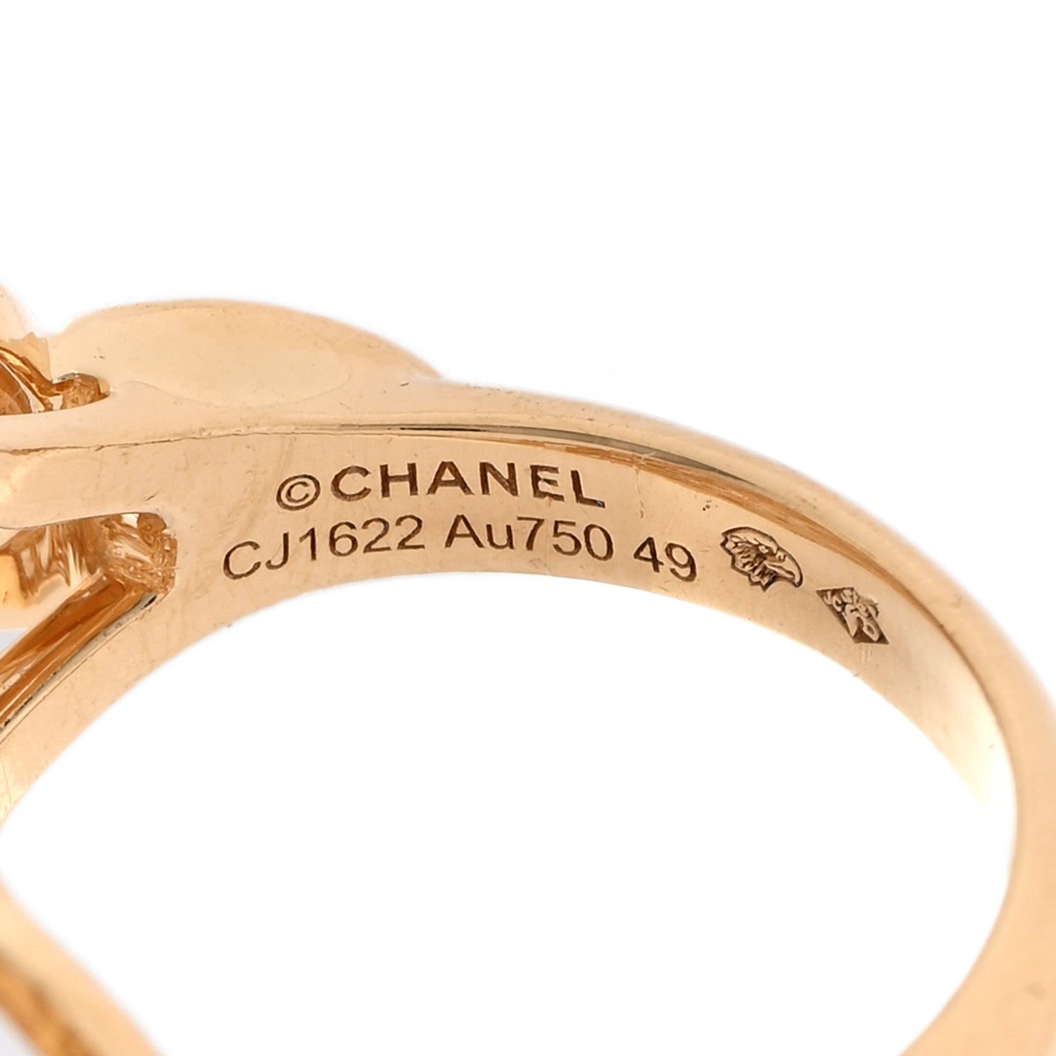 Chanel 18K Yellow Gold Diamond Bouton de Camelia Ring 49 5 4 of 4