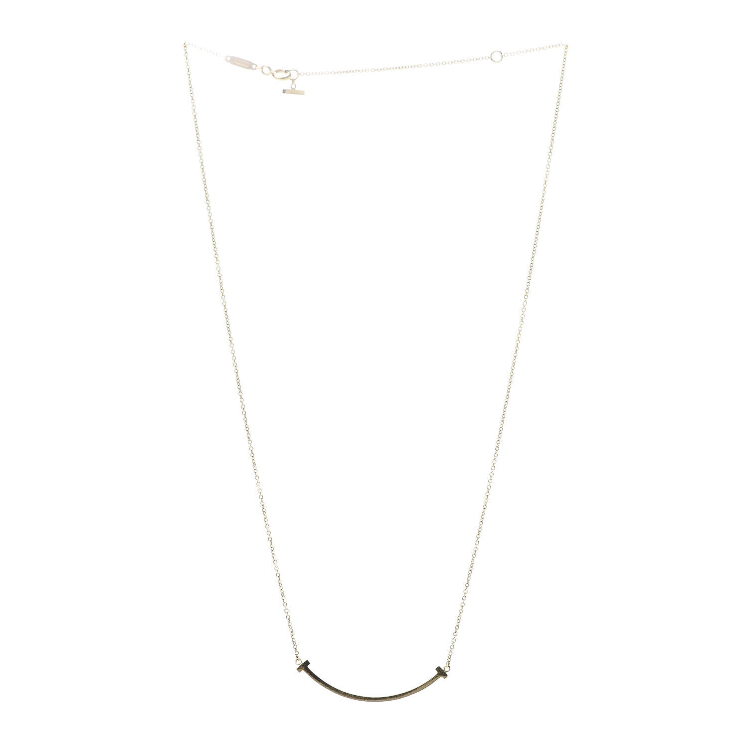 Tiffany 18K Yellow Gold Small T Smile Pendant Necklace 3 of 6