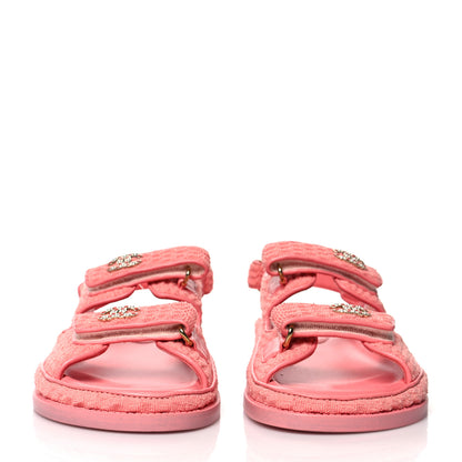 Chanel Knit Fabric Velcro Dad Sandals 38 Coral 2 of 8