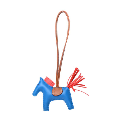 Hermes Milo Lambskin Grigri Rodeo Horse Bag Charm PM Bleu Zanzibar Rose Texas Gold 1 of 4