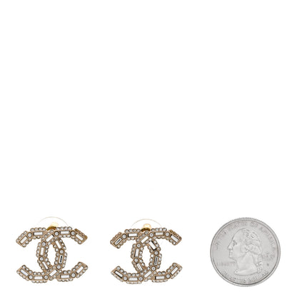 Chanel Crystal Baguette Pearl CC Earrings Gold Pearly White 2 of 7