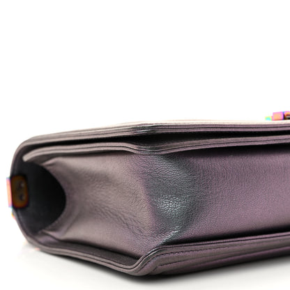 Chanel Iridescent Goatskin Quilted New Medium Boy Flap Purple 9 of 12