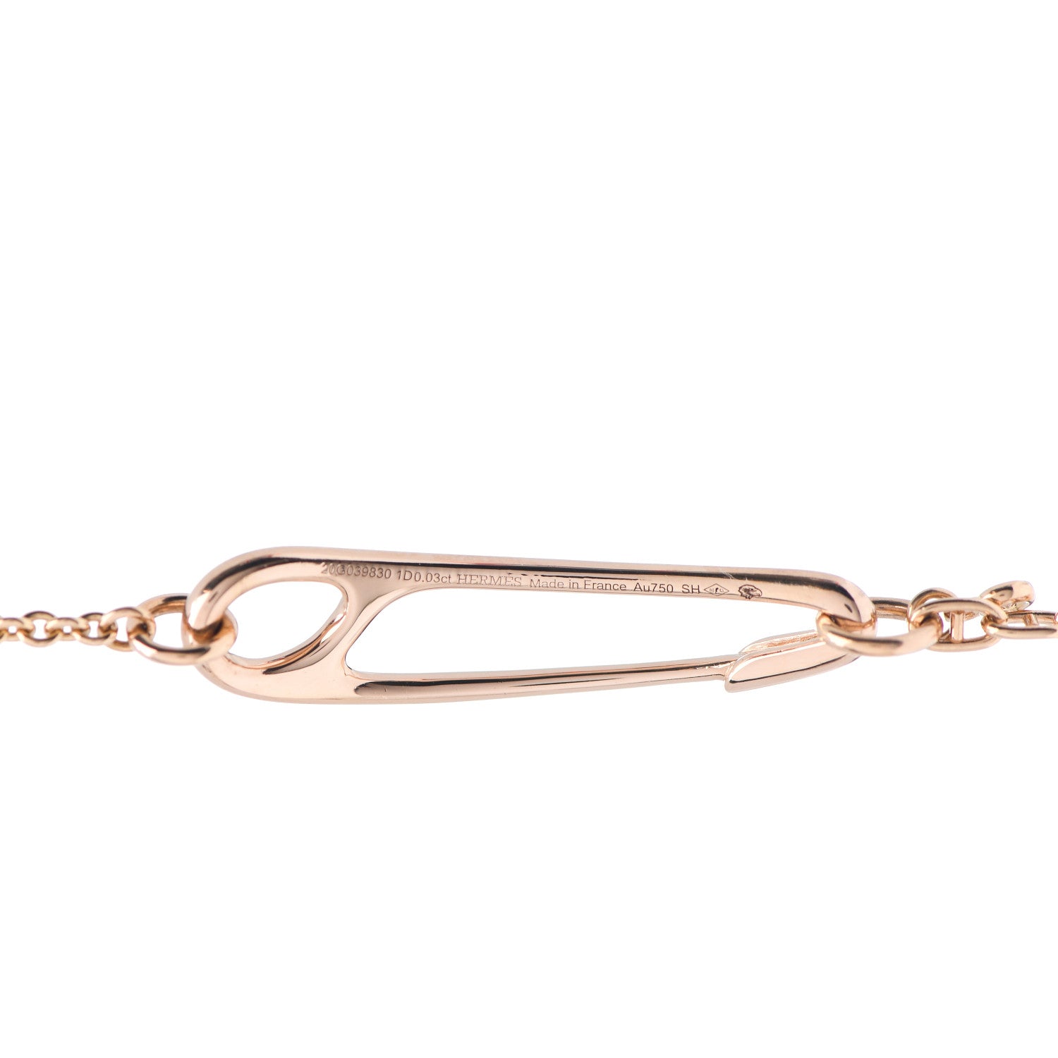 Hermes 18K Rose Gold Diamond MM Chaine d'Ancre Punk Bracelet SH 3 of 4