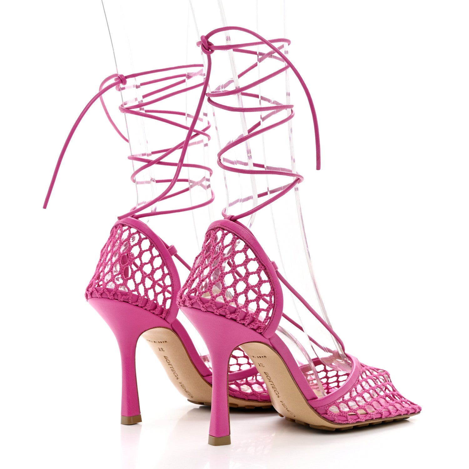 Bottega Veneta Mesh Nappa Stretch Ankle Tie 90mm Sandals 37 Hollyhock 4 of 7