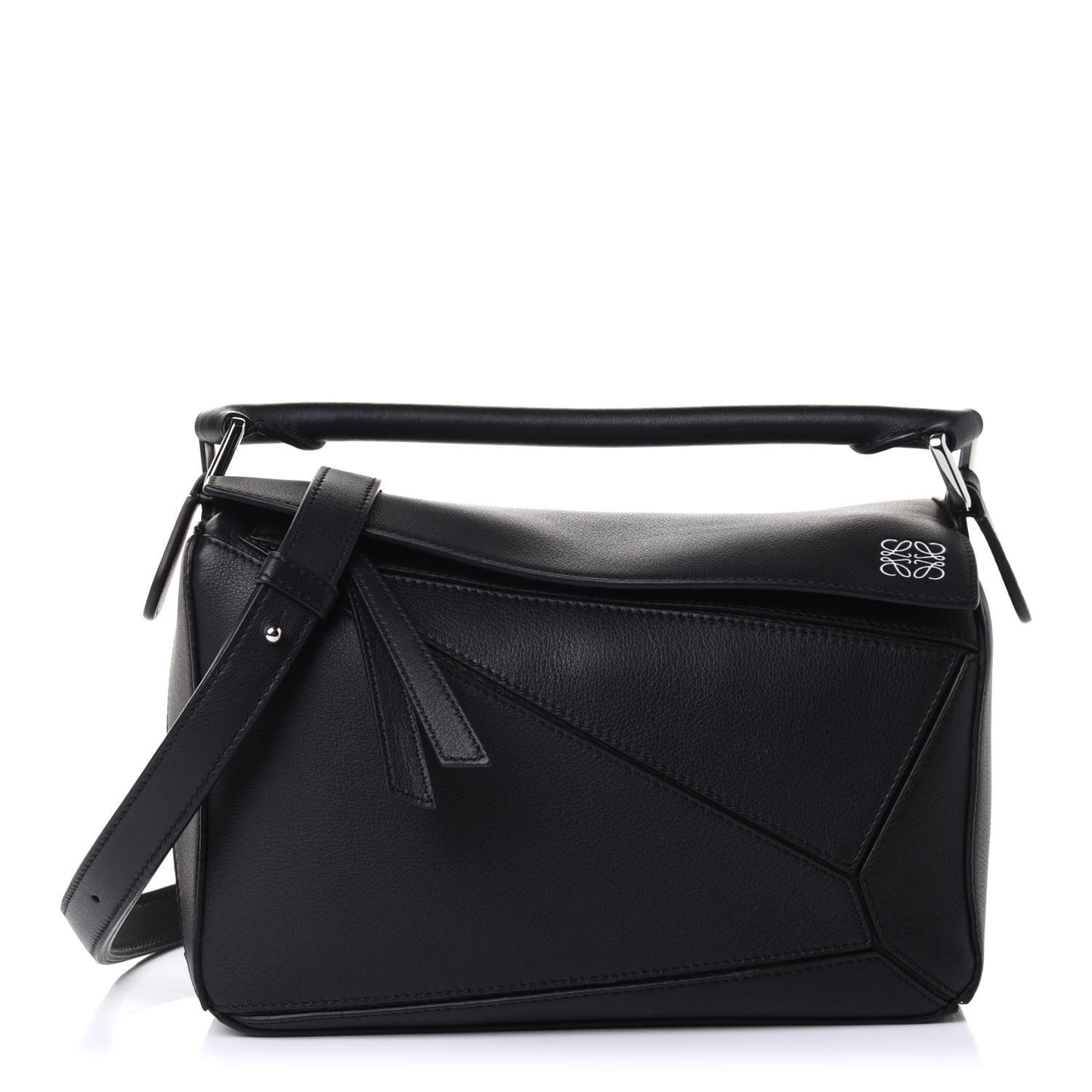 Calfskin Small Puzzle Bag Black