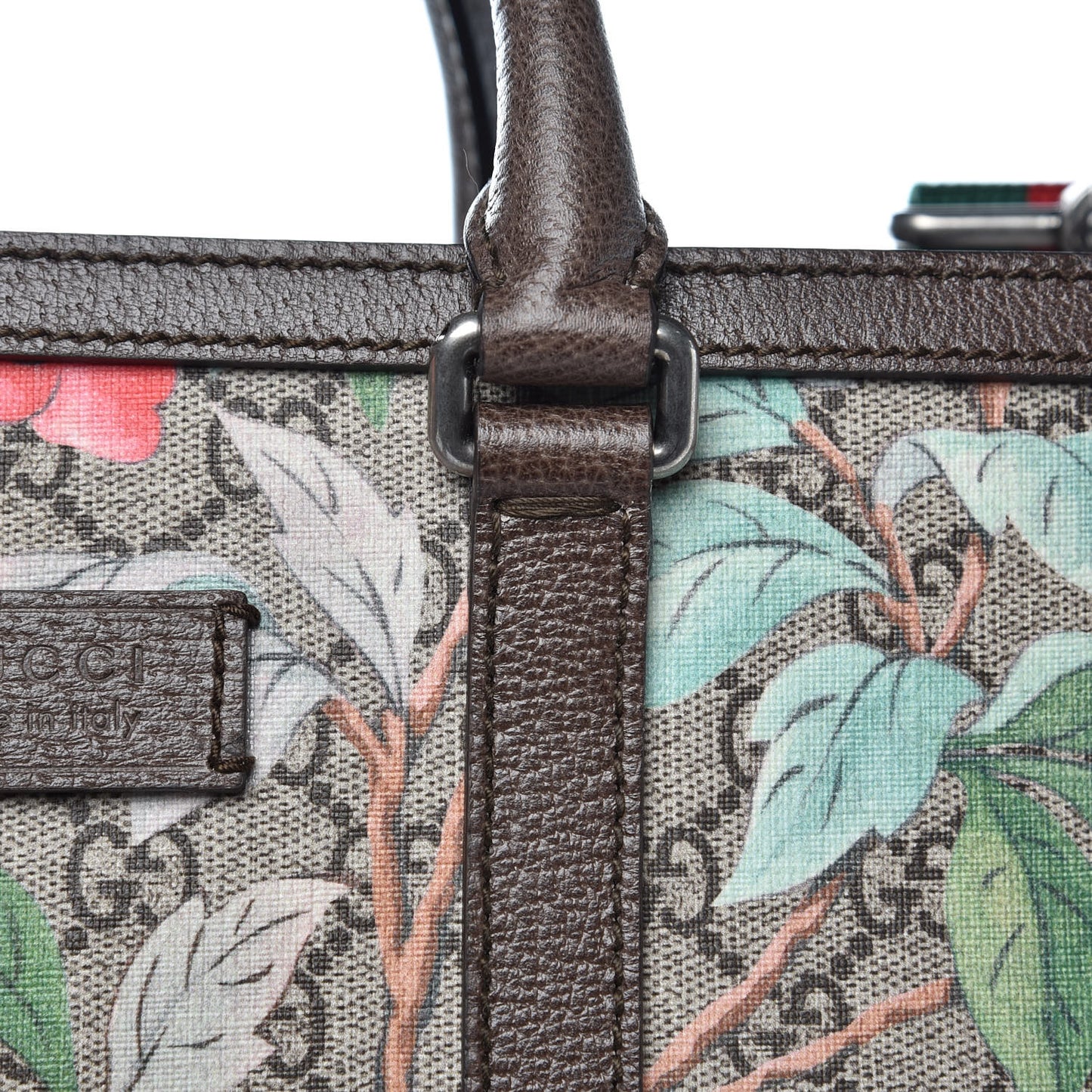 GG Supreme Monogram Tian Web Vertical Tote Beige Multicolor New Acero