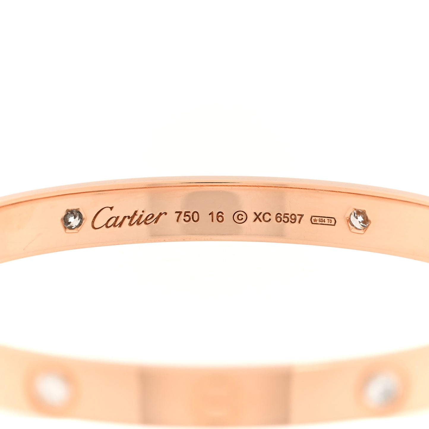 18K Pink Gold 4 Diamond LOVE Bracelet 16