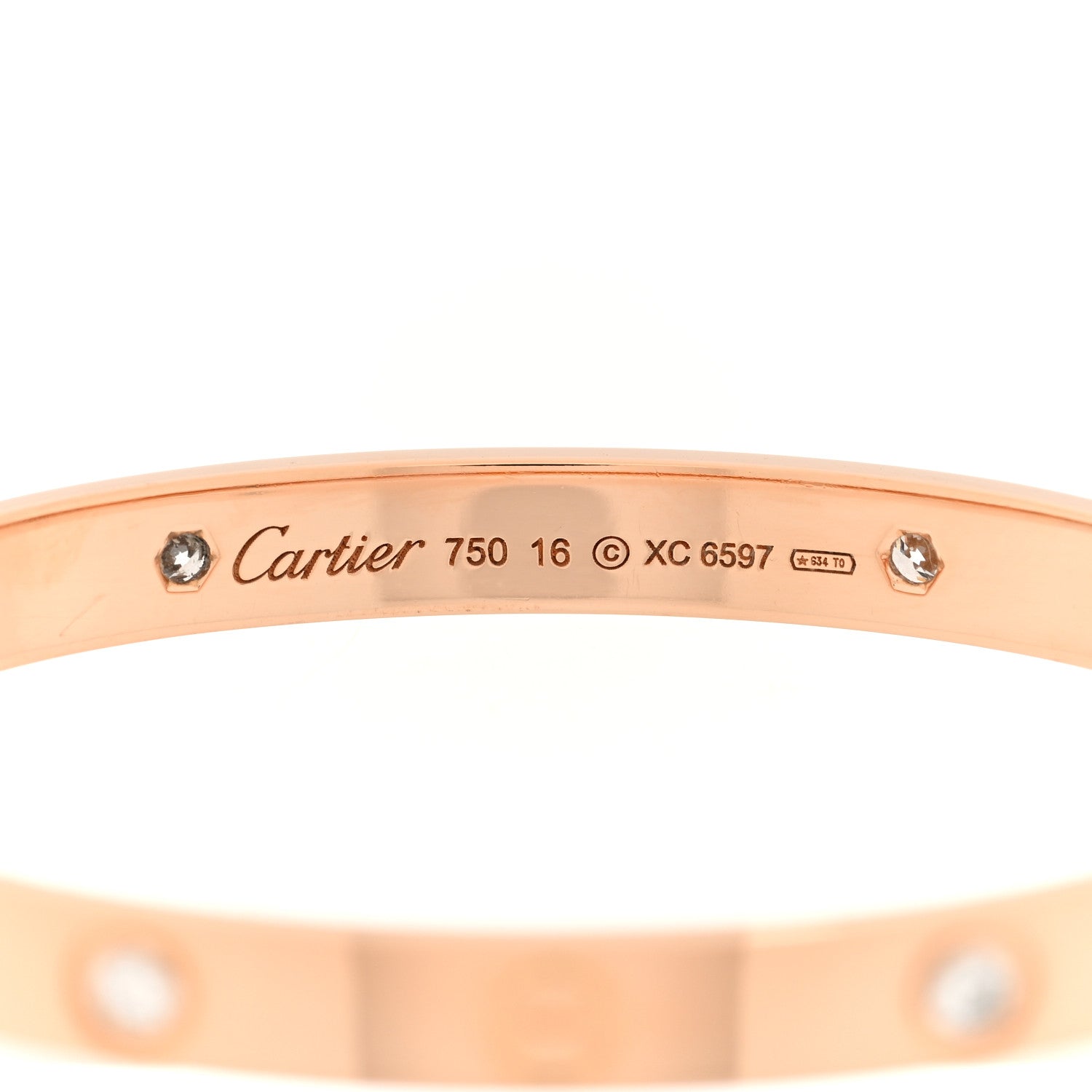 Cartier 18K Pink Gold 4 Diamond LOVE Bracelet 16 3 of 6