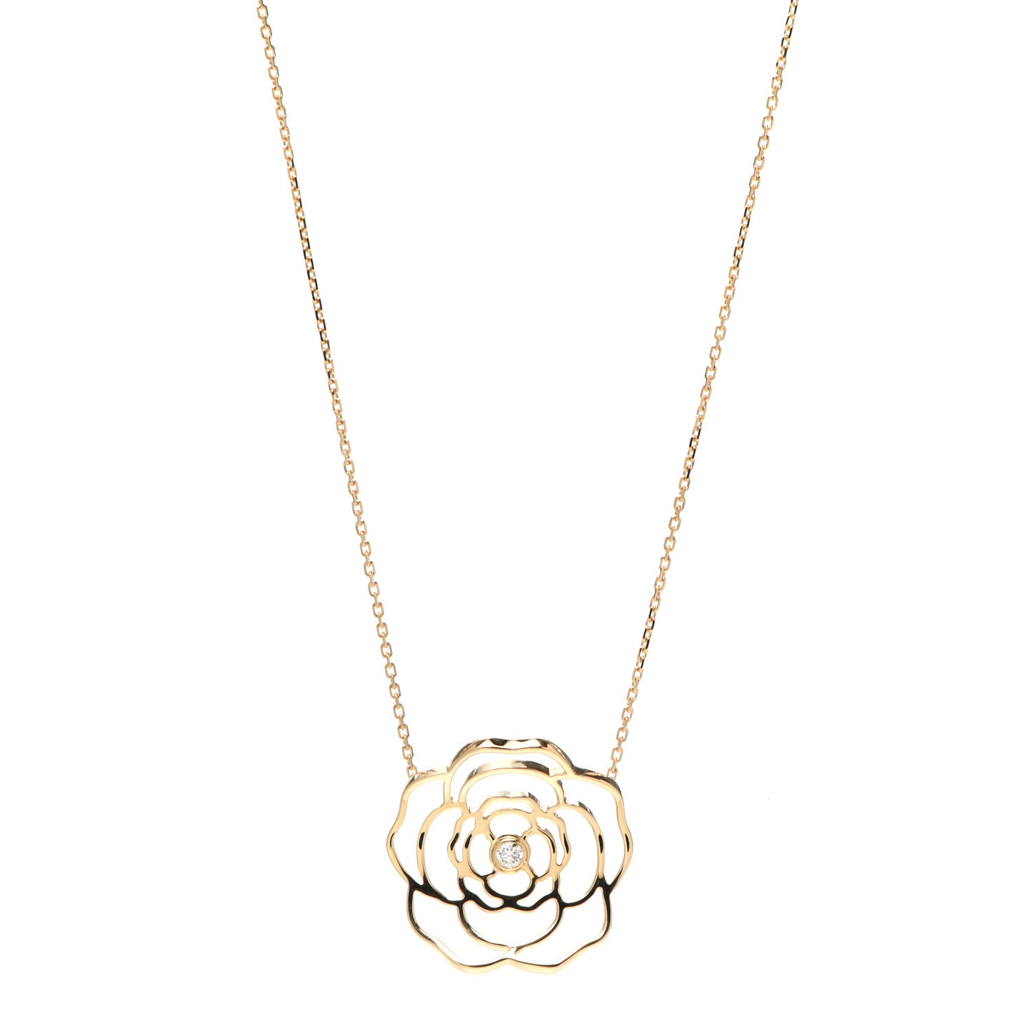 18K Yellow Gold Diamond Petales de Camelia Necklace