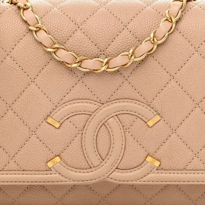 Chanel Caviar Quilted Medium CC Filigree Flap Beige 8 of 13