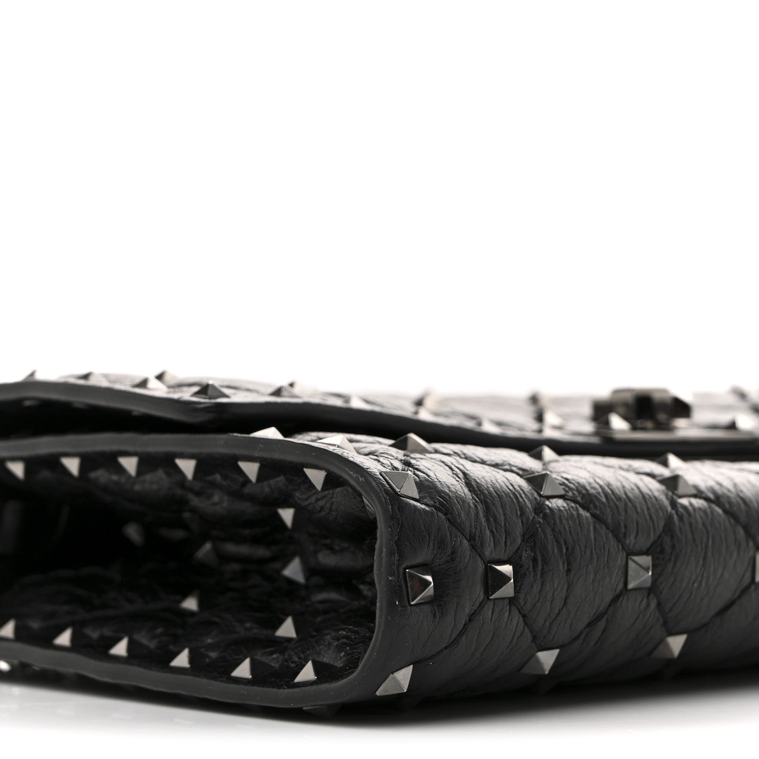 Valentino Garavani Craquele Nappa Rockstud Spike Wallet on Chain Black 8 of 13