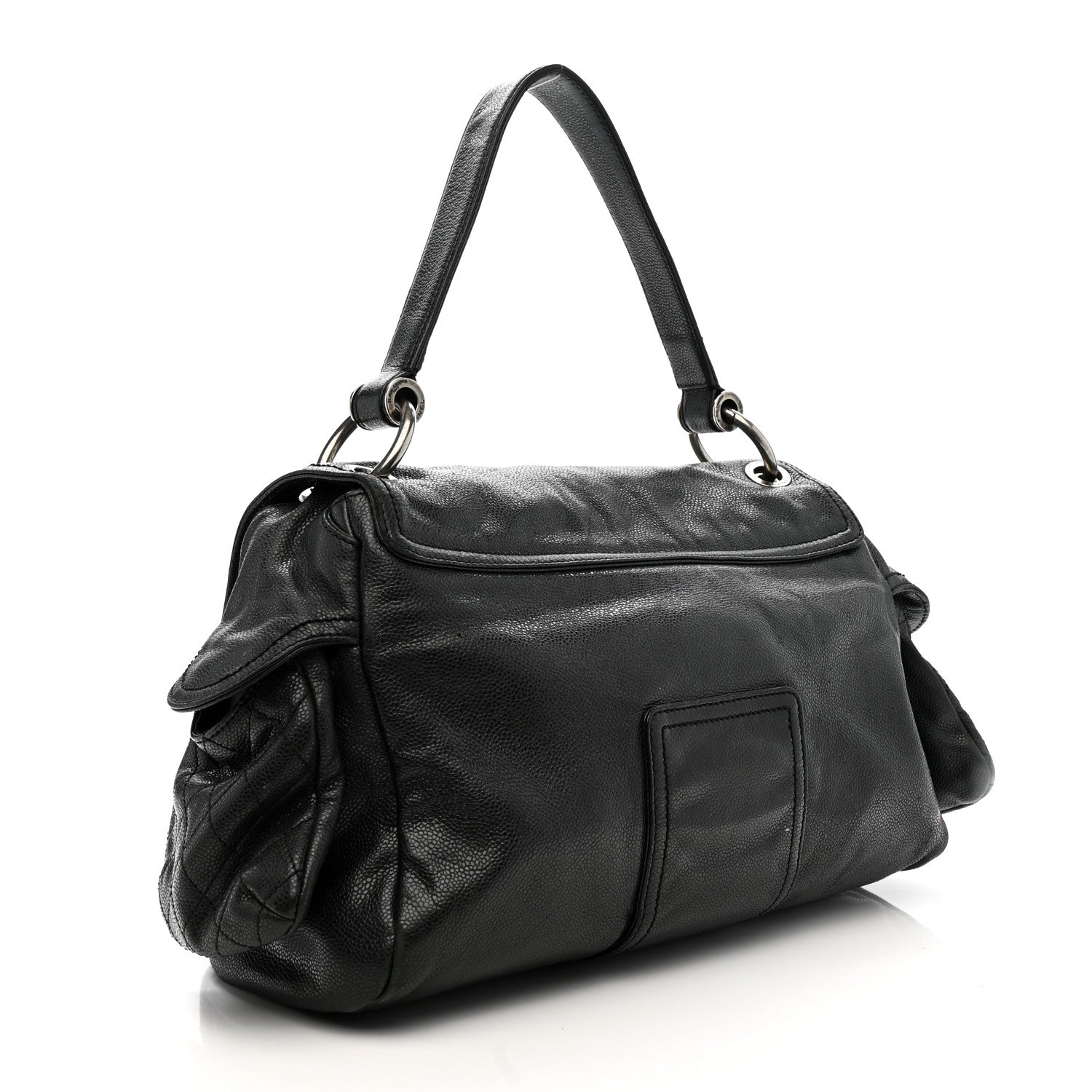 Chanel Glazed Caviar Large Coco Rider Flap Hobo Black 3 of 13