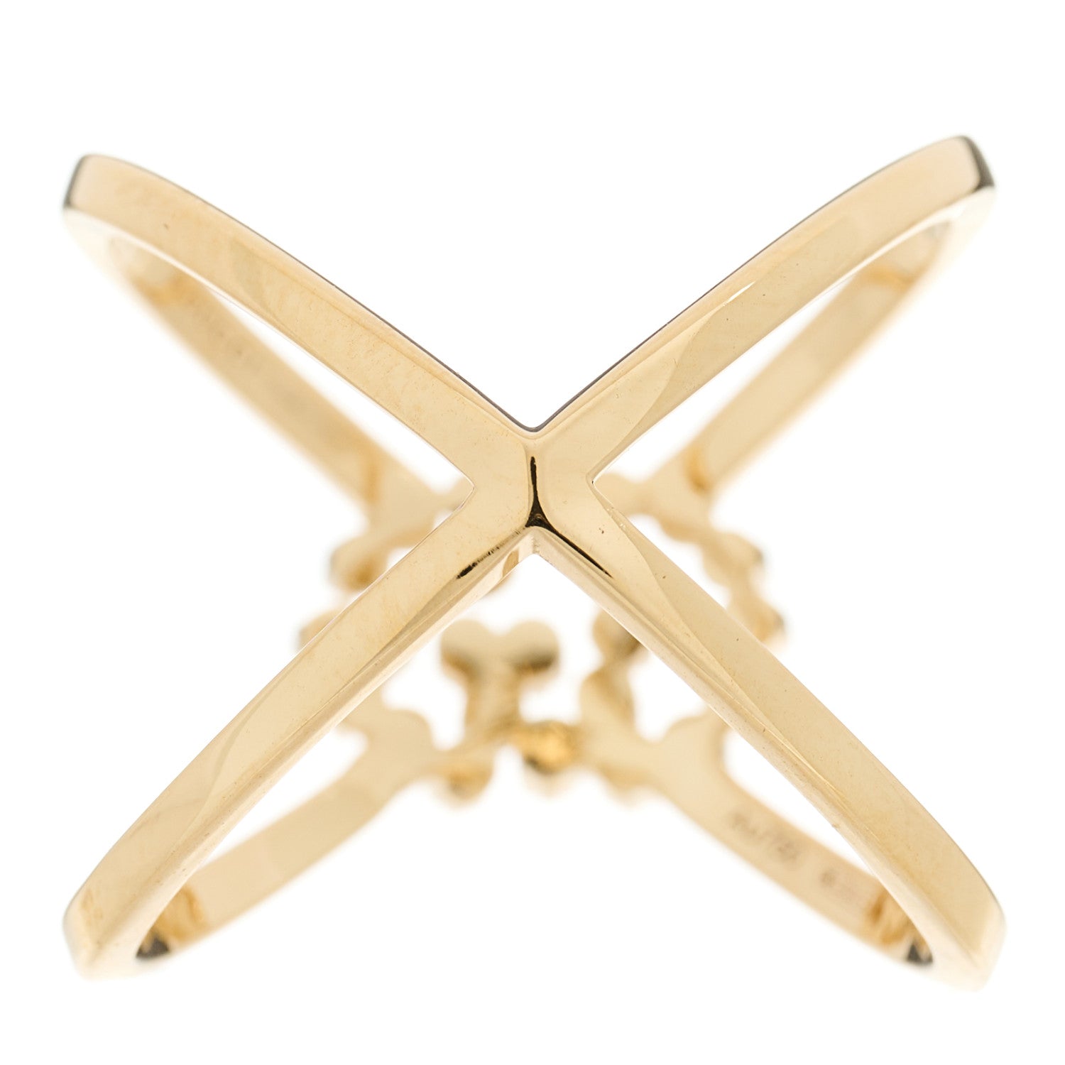 Gucci 18K Yellow Gold Diamond Running G Cross Ring 53 6.5 3 of 5