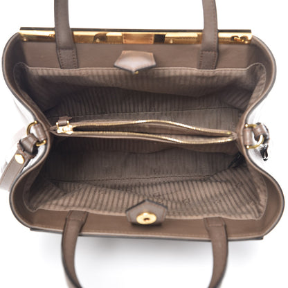 Fendi Vitello Elite Flamingo Petite 2Jours Tote Seppia 5 of 10