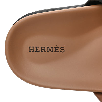 Hermes Suede Goatskin Womens Chypre Sandals 38 Rose Perle Black 8 of 8