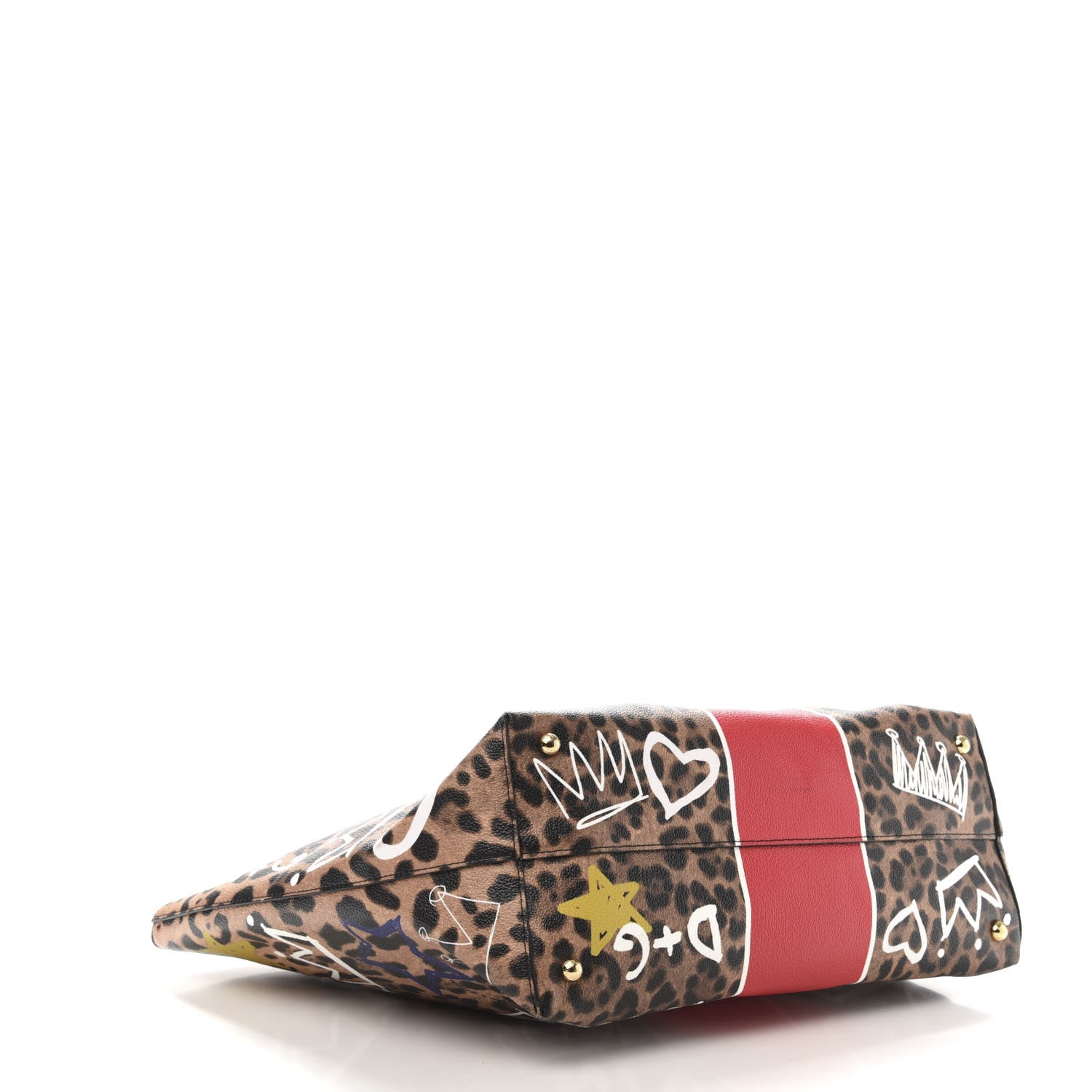 Dolce & Gabbana Calfskin Leopard Graffiti Print Beatrice Tote Black 4 of 10